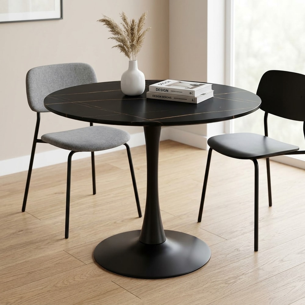 Mesa de comedor redonda efecto mármol
