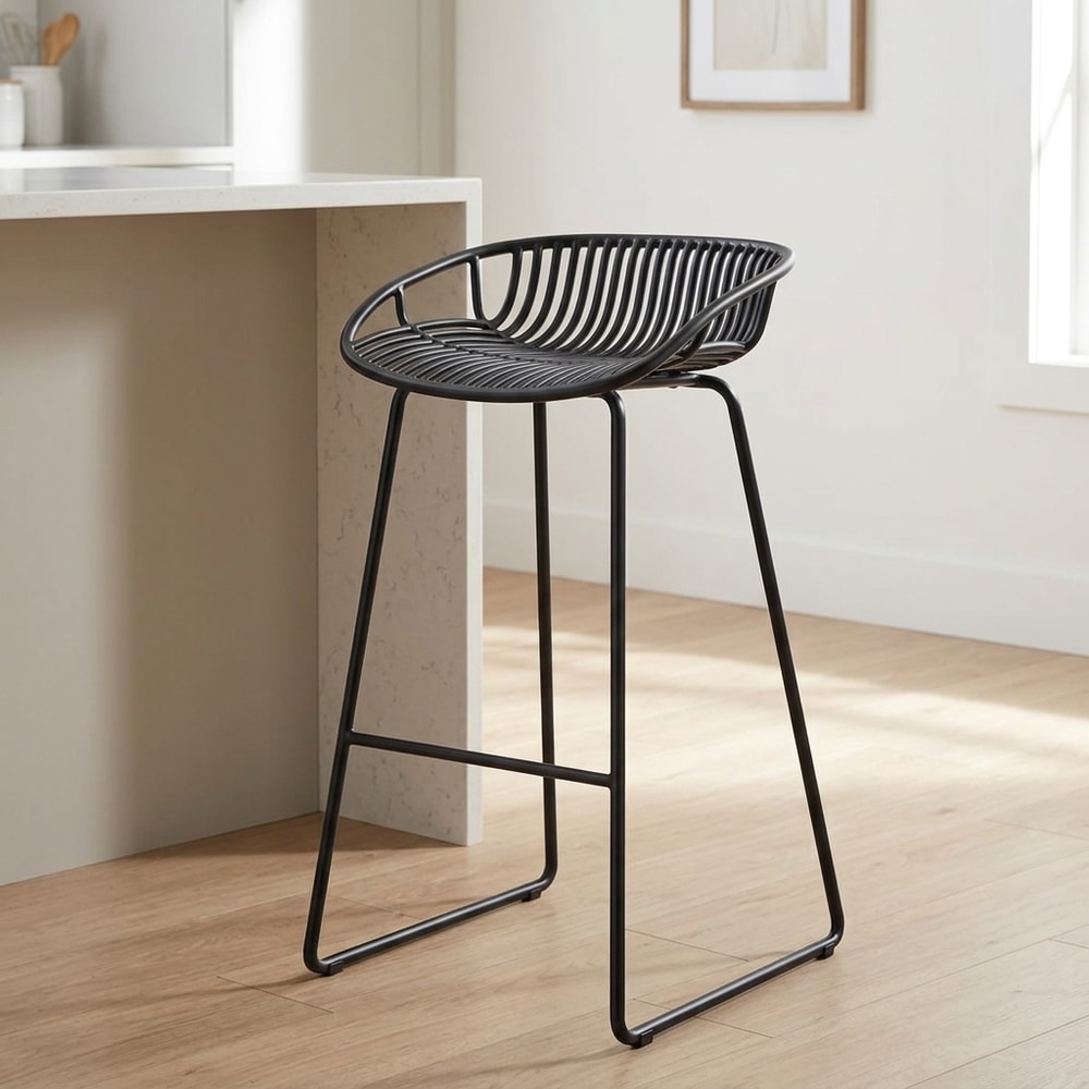 Taburete alto moderno negro para interior y jardín