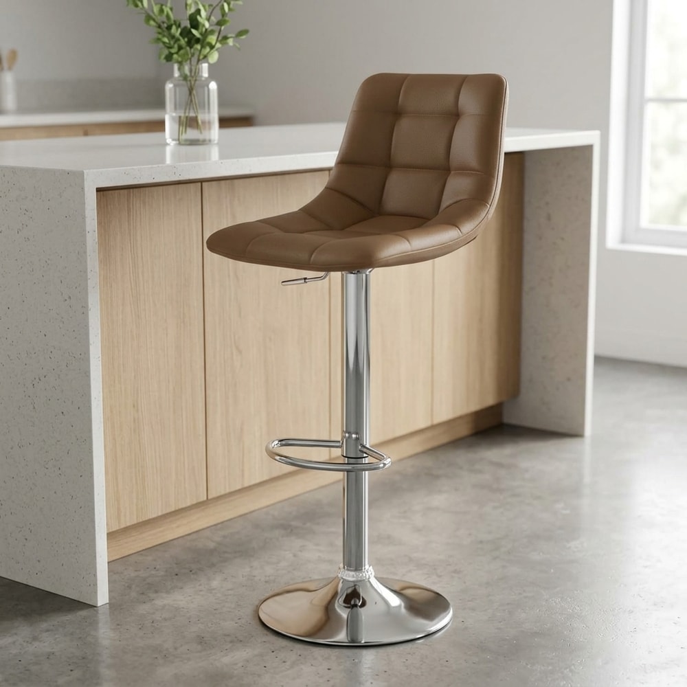 Taburete Alto Regulable en Polipiel Capuchino
