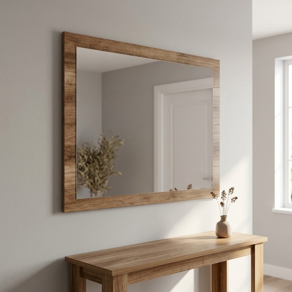 Espejo de pared rectangular marco madera