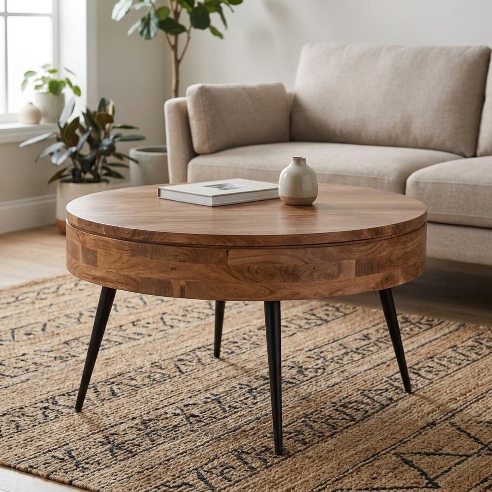 Mesa de centro giratoria madera acacia y metal