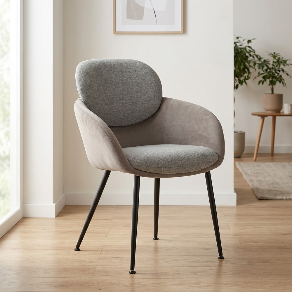 Sillón tapizado gris de diseño moderno