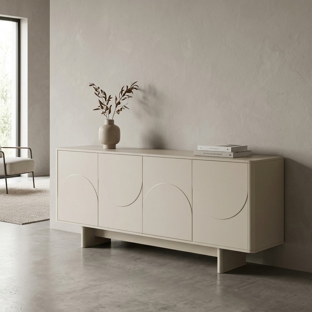 Aparador moderno 4 puertas lacado beige