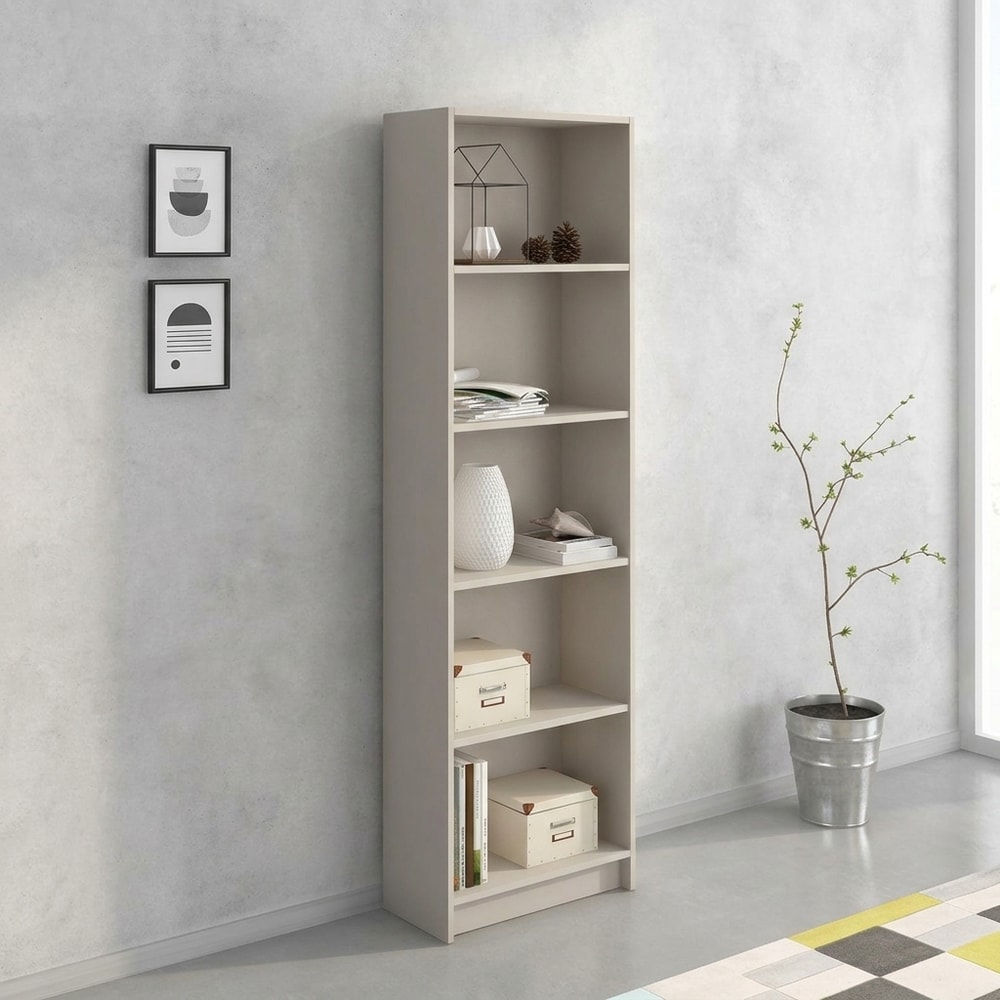 Estantería de salón con 5 baldas color gris