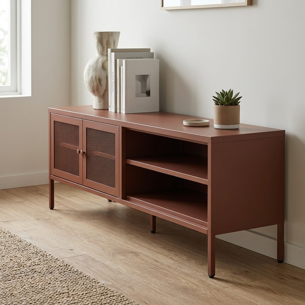 Mueble de TV Moderno con 2 Puertas Rojo