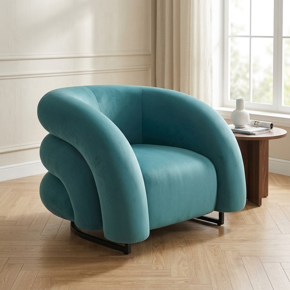 Sillón de diseño en velvet turquesa