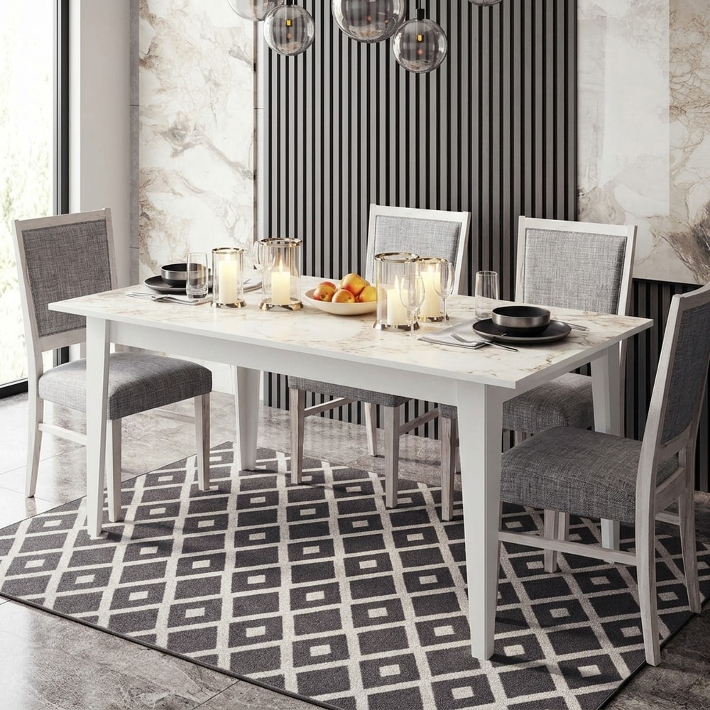 Mesa de comedor moderna con acabado mármol