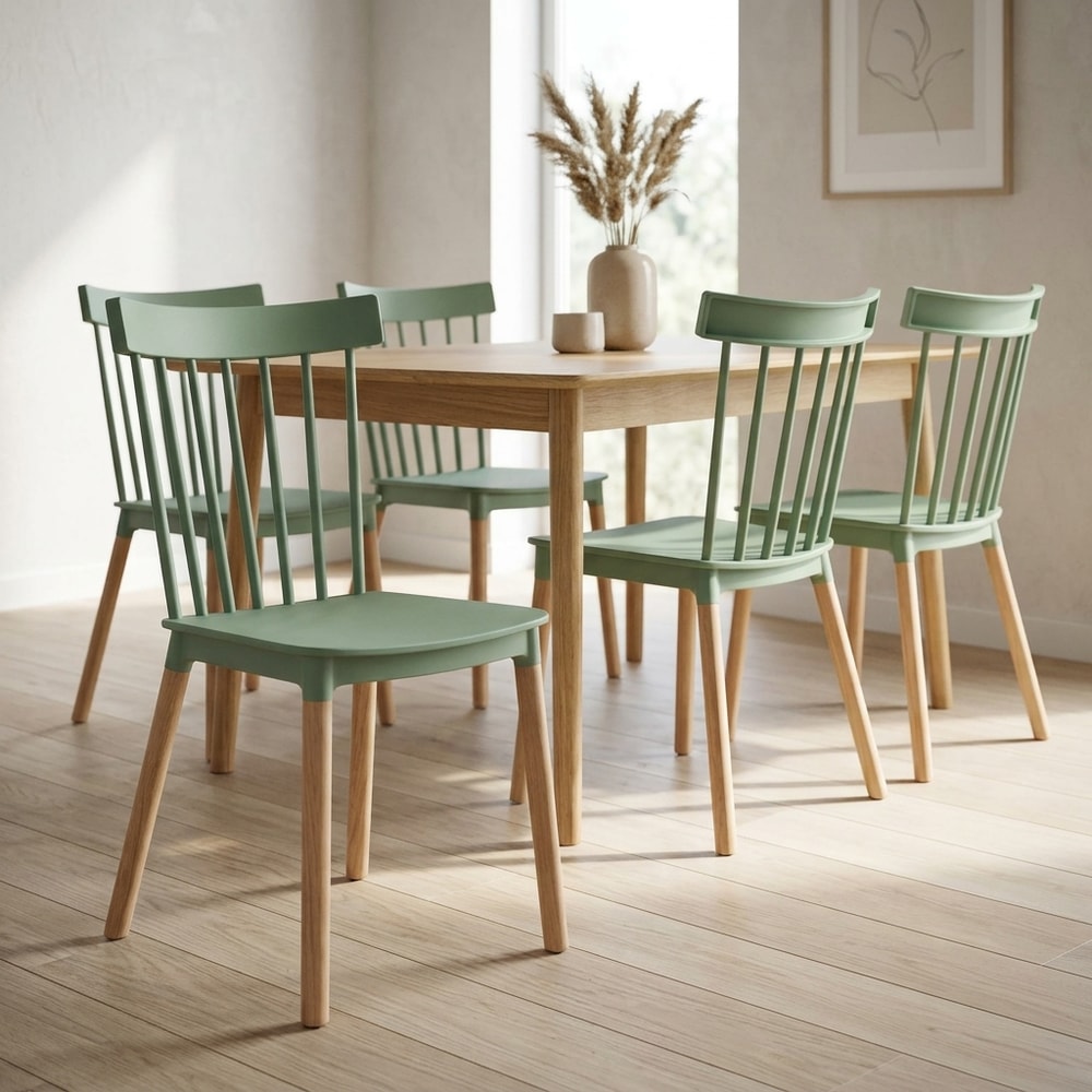 Pack 4 Sillas Comedor Verde y Madera