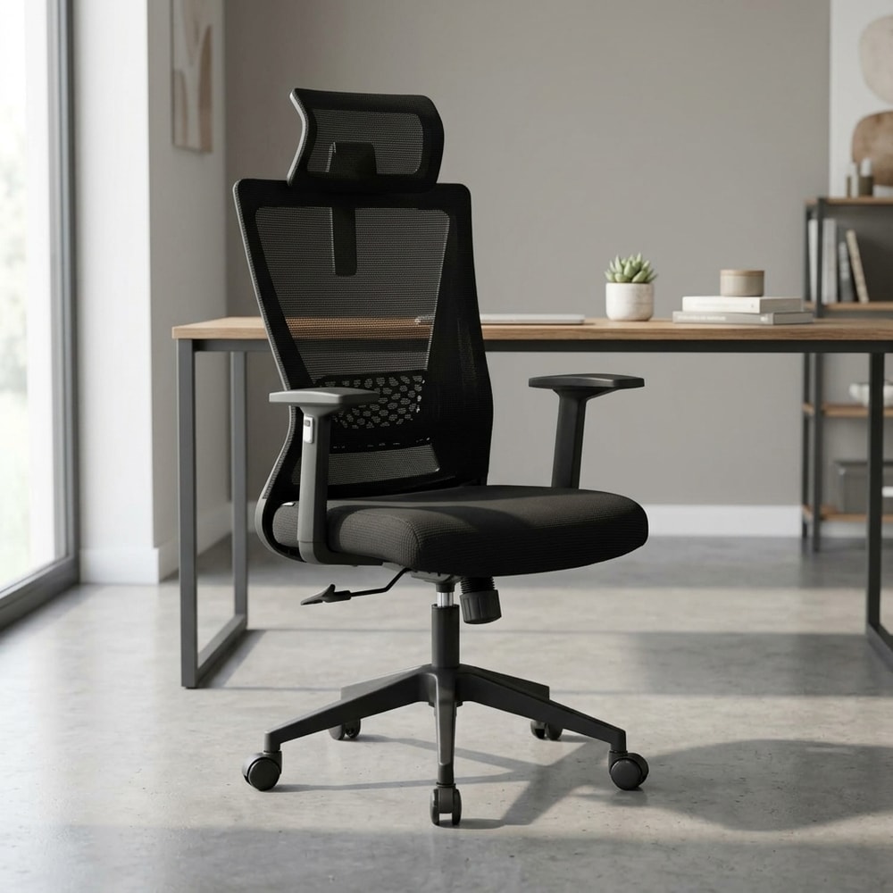 Silla de escritorio ergonómica negra