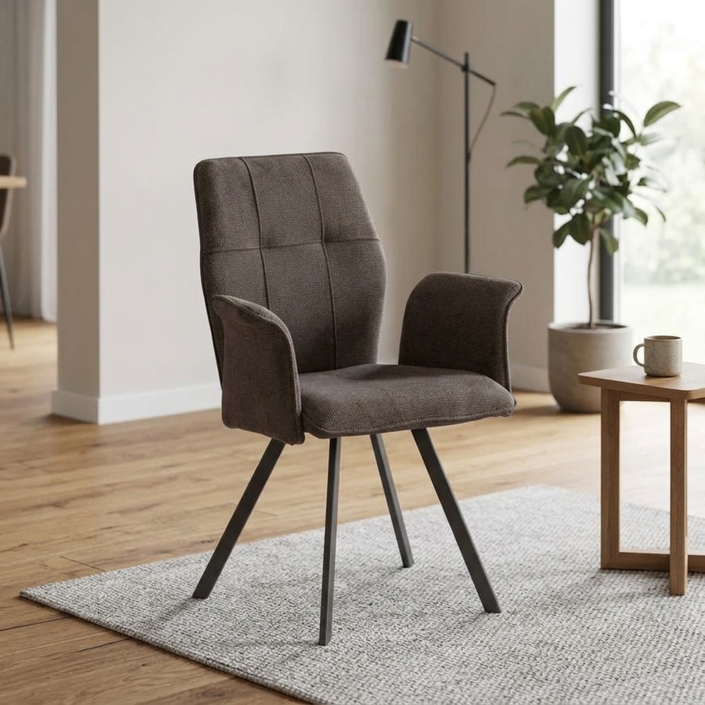 Sillón de comedor con reposabrazos gris oscuro