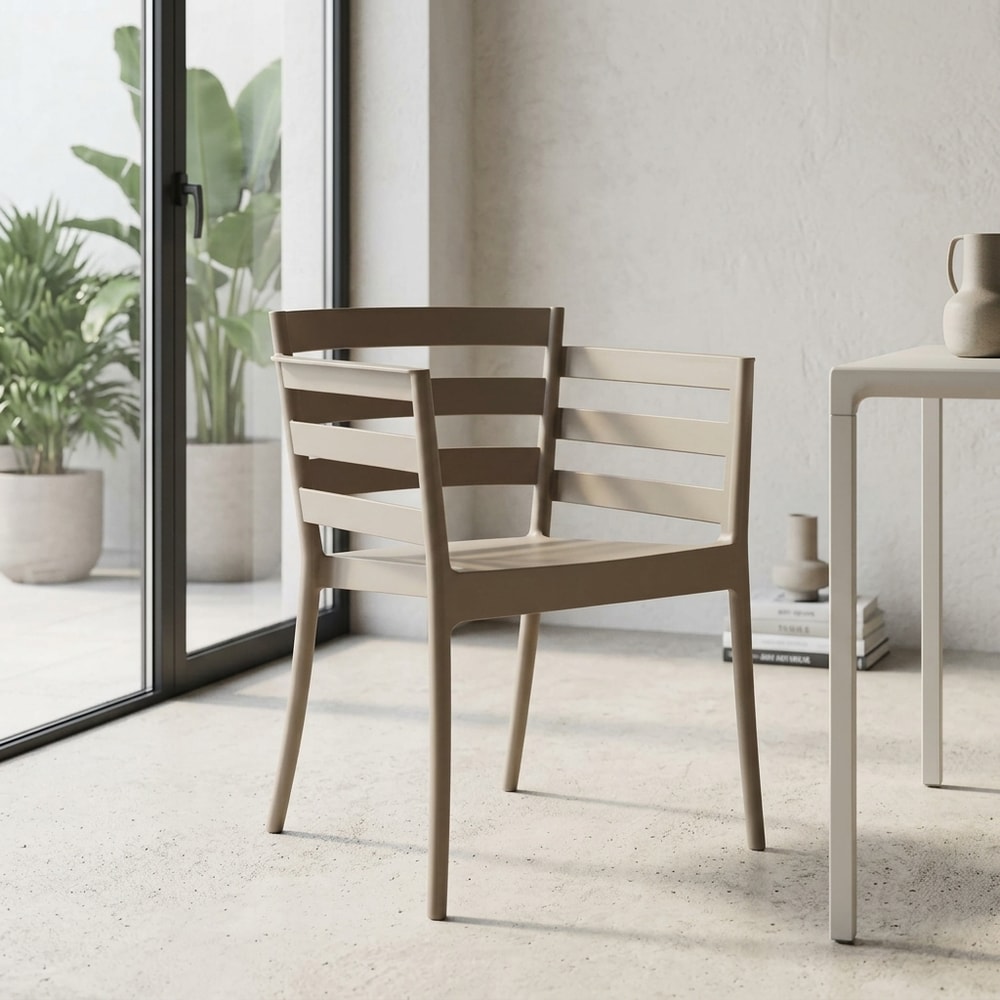 Sillón de exterior apilable polipropileno marrón