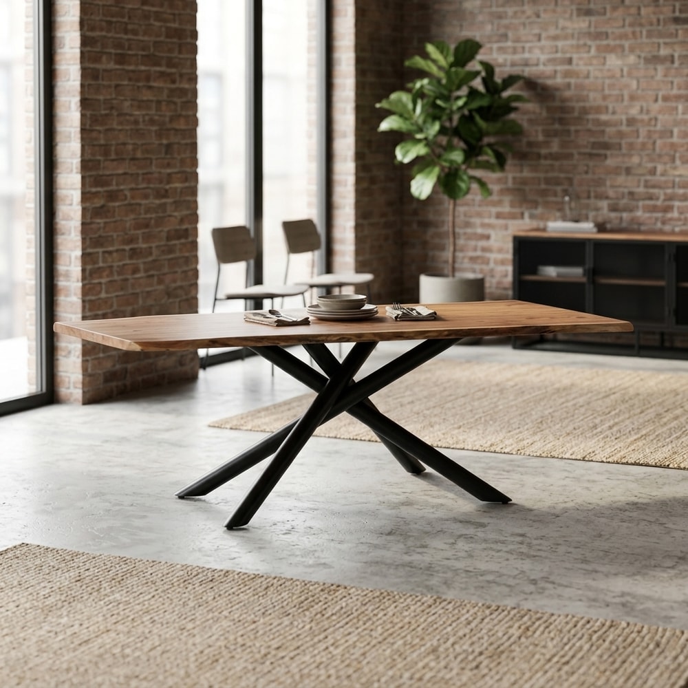 Mesa de comedor rectangular en madera de acacia