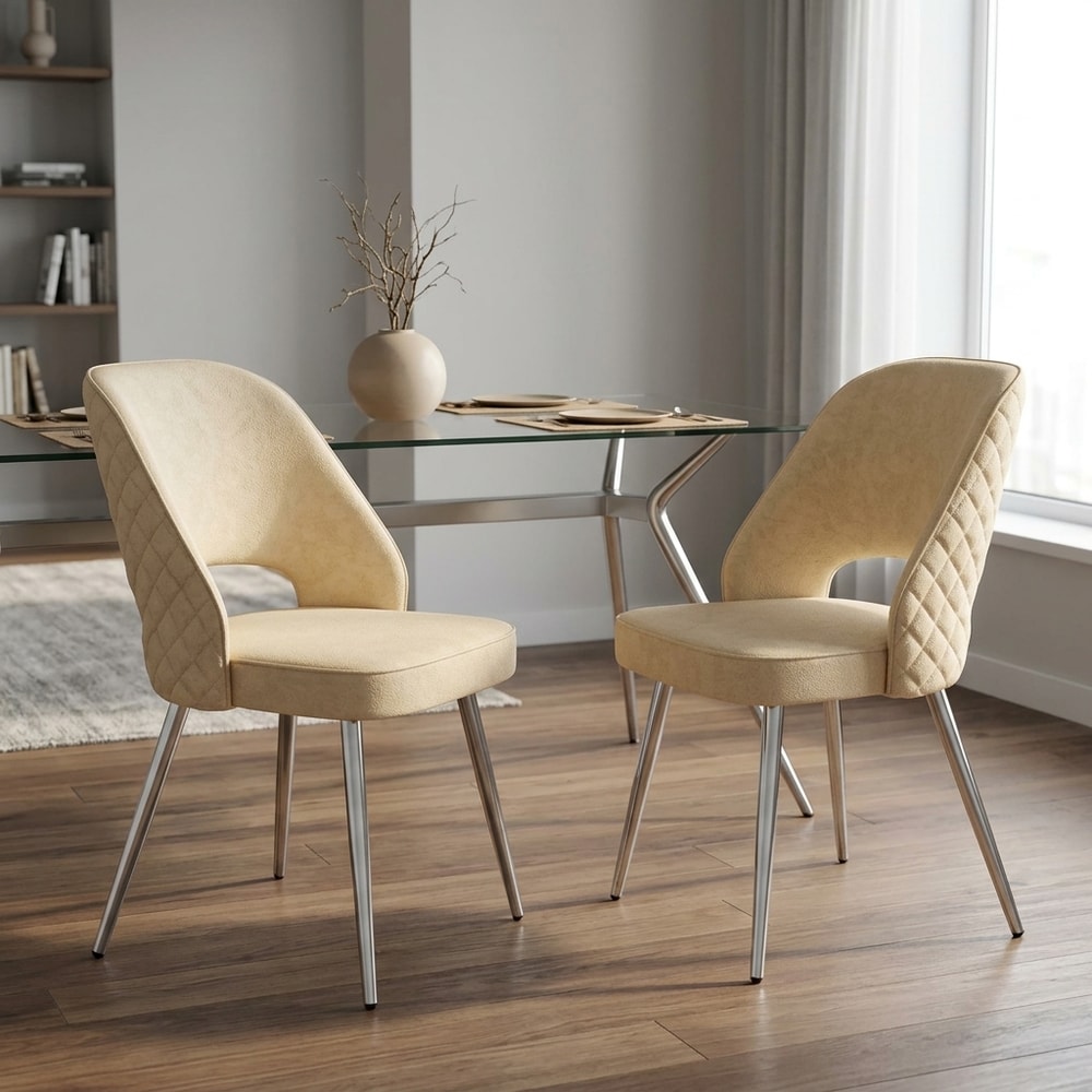 Pack 2 Sillas Comedor Tapizadas Crema