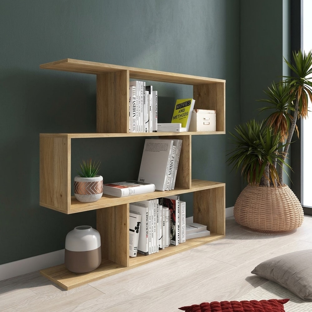 Estantería Baja Asimétrica en Madera Natural