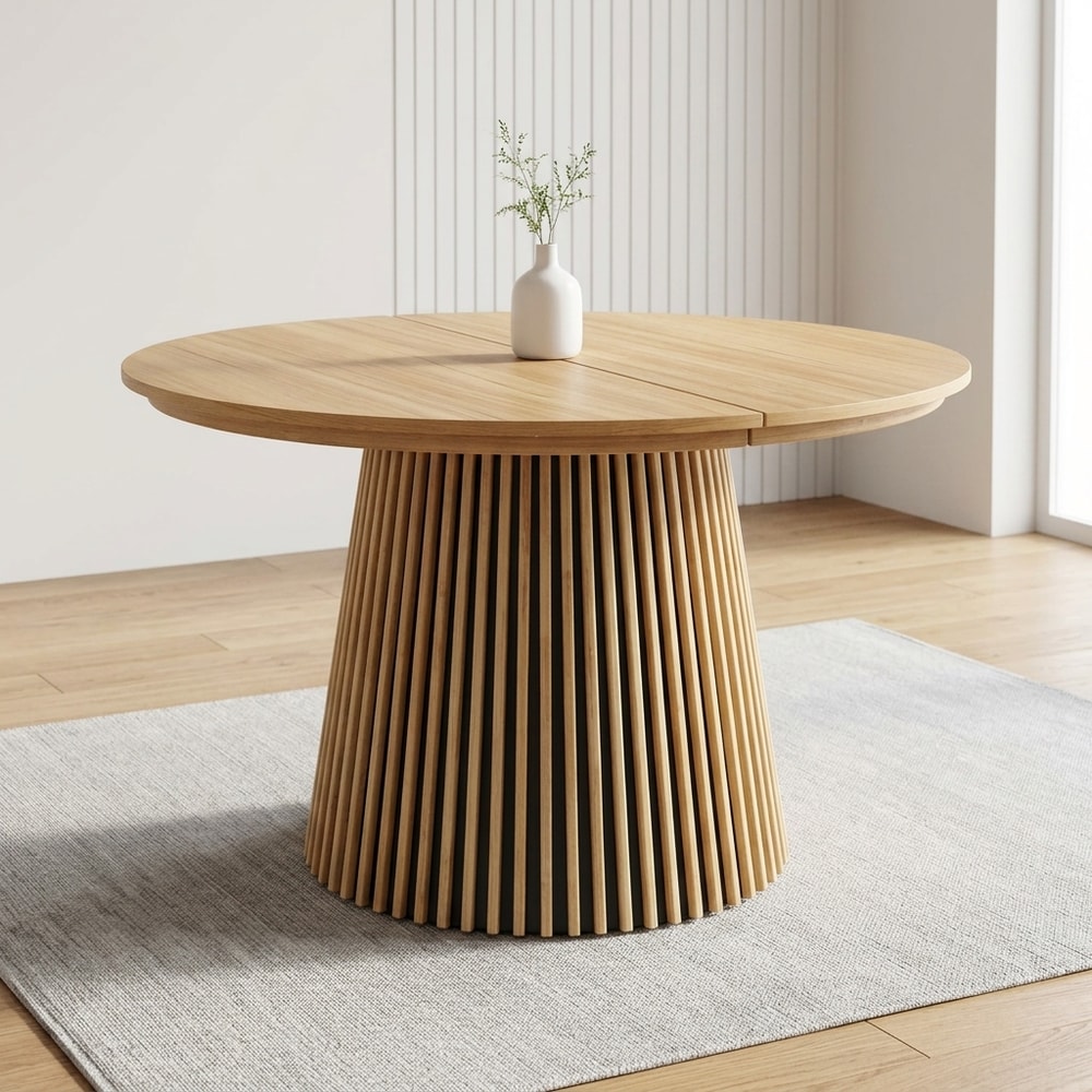 Mesa redonda extensible roble con palillería