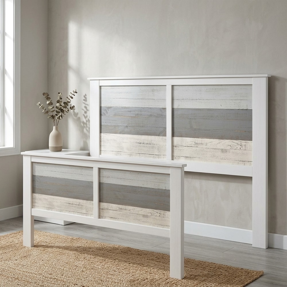 Cabecero romántico en tonos blanco y gris