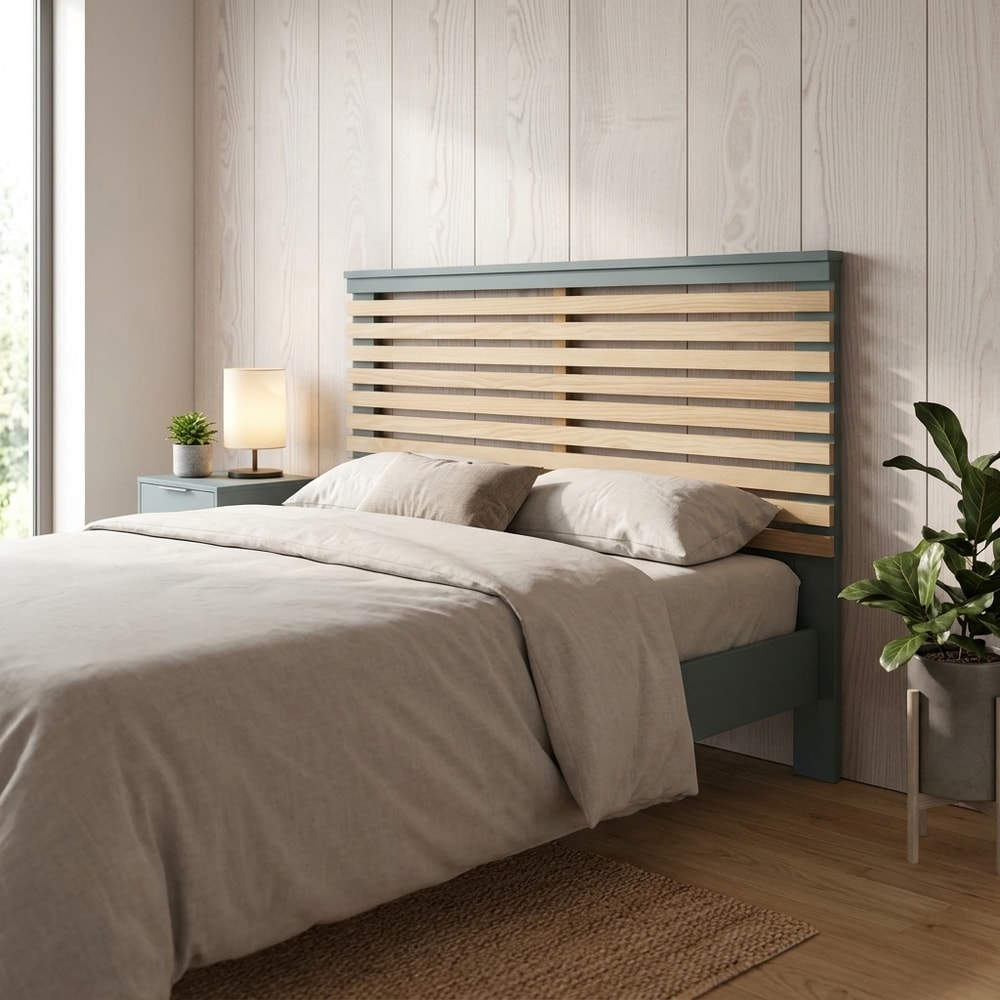 Cabecero de lamas verde para cama de 135 y 140