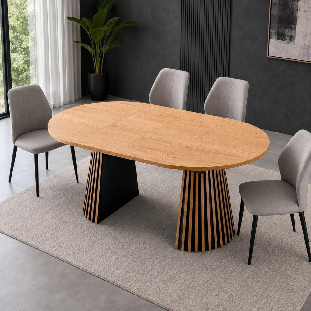 Mesa de comedor extensible efecto roble