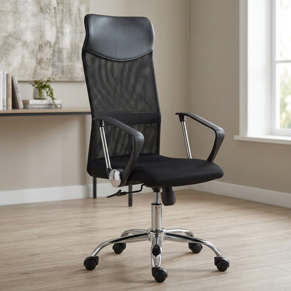Sillón de oficina giratorio y basculante negro