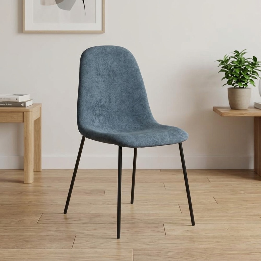 Silla de comedor moderna tapizada en azul