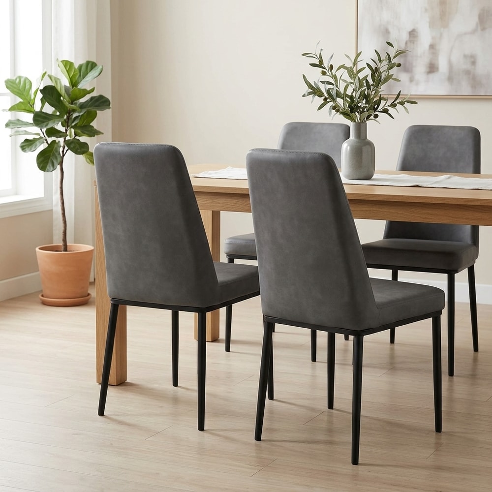 Pack 4 sillas comedor tapizadas gris patas negras