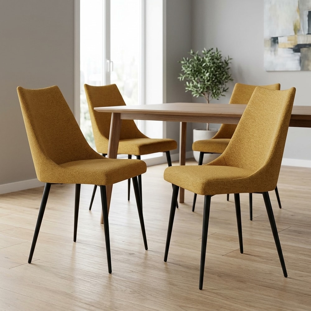 Pack 4 Sillas Comedor Tapizadas Mostaza