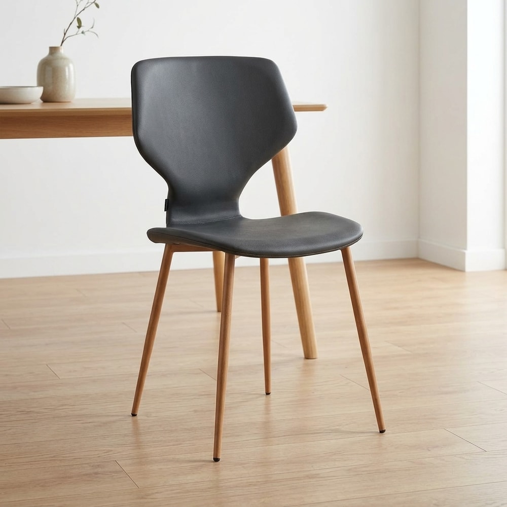 Silla de Comedor Tapizada Gris Patas Madera