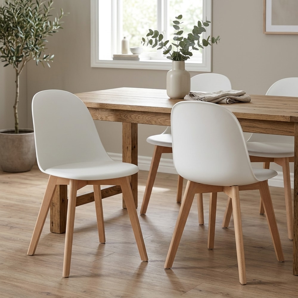 Pack 4 sillas de comedor nórdicas blancas