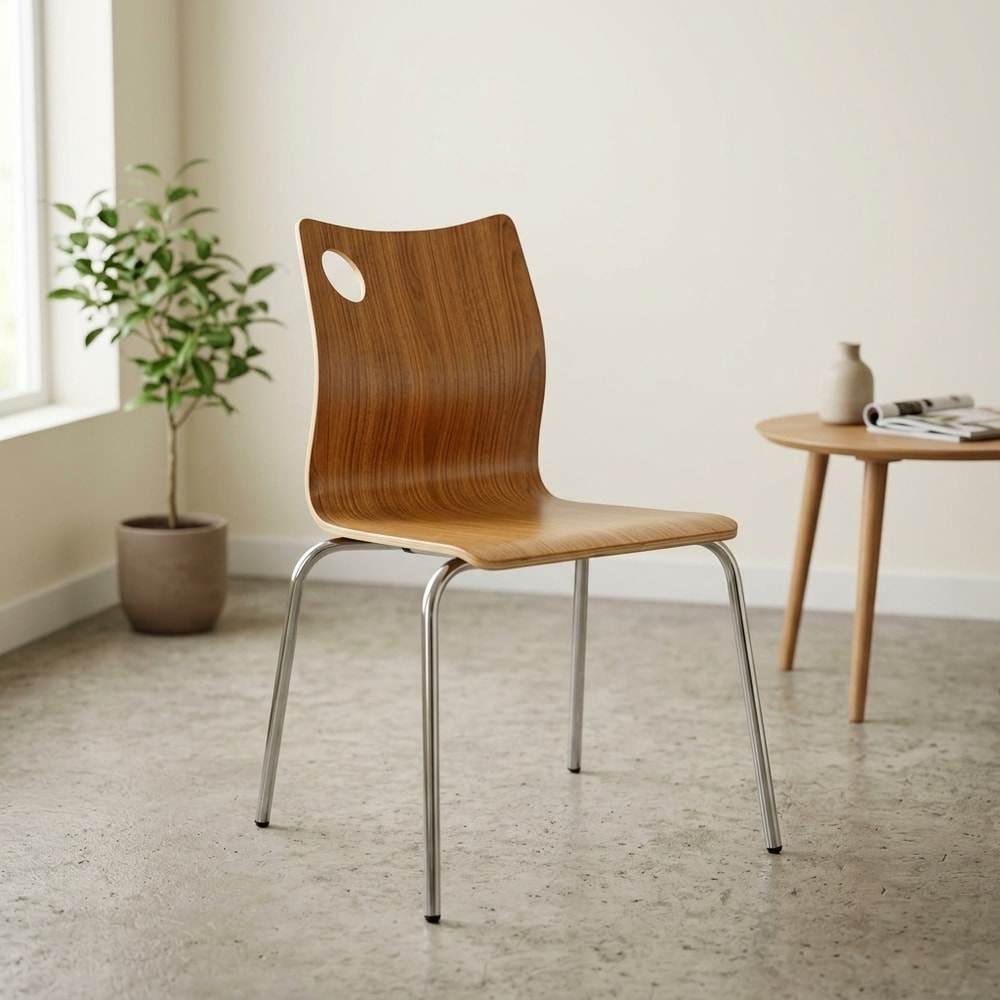 Silla de Comedor Apilable en Madera de Nogal
