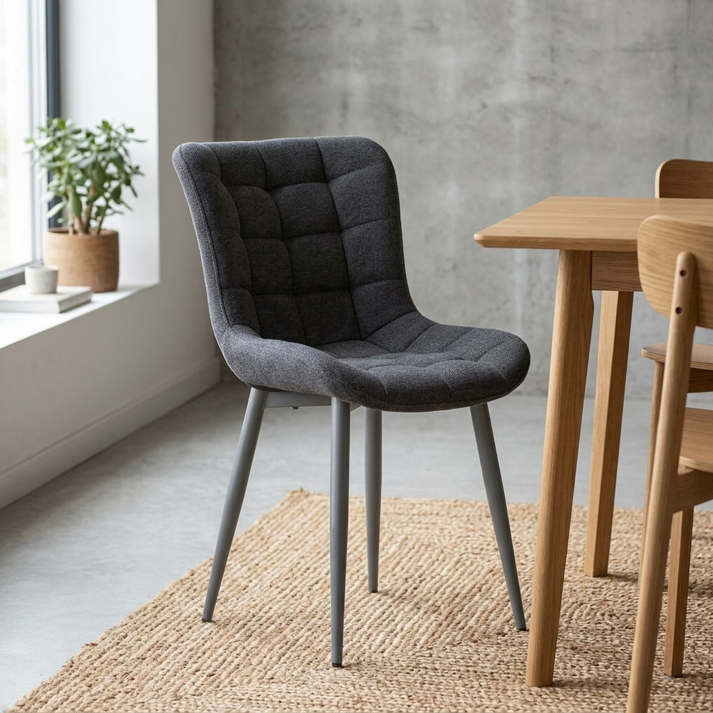 Silla de comedor tapizada gris oscuro