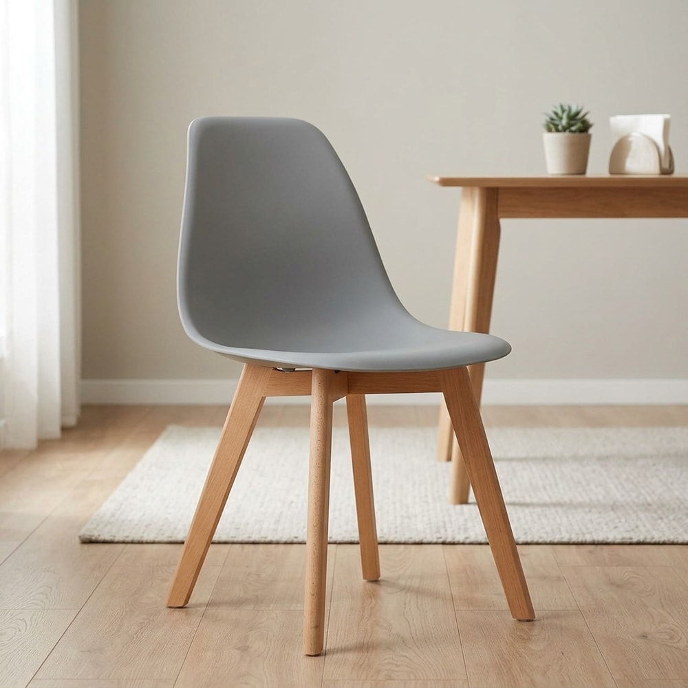 Silla de Comedor Nórdica Gris Patas Madera