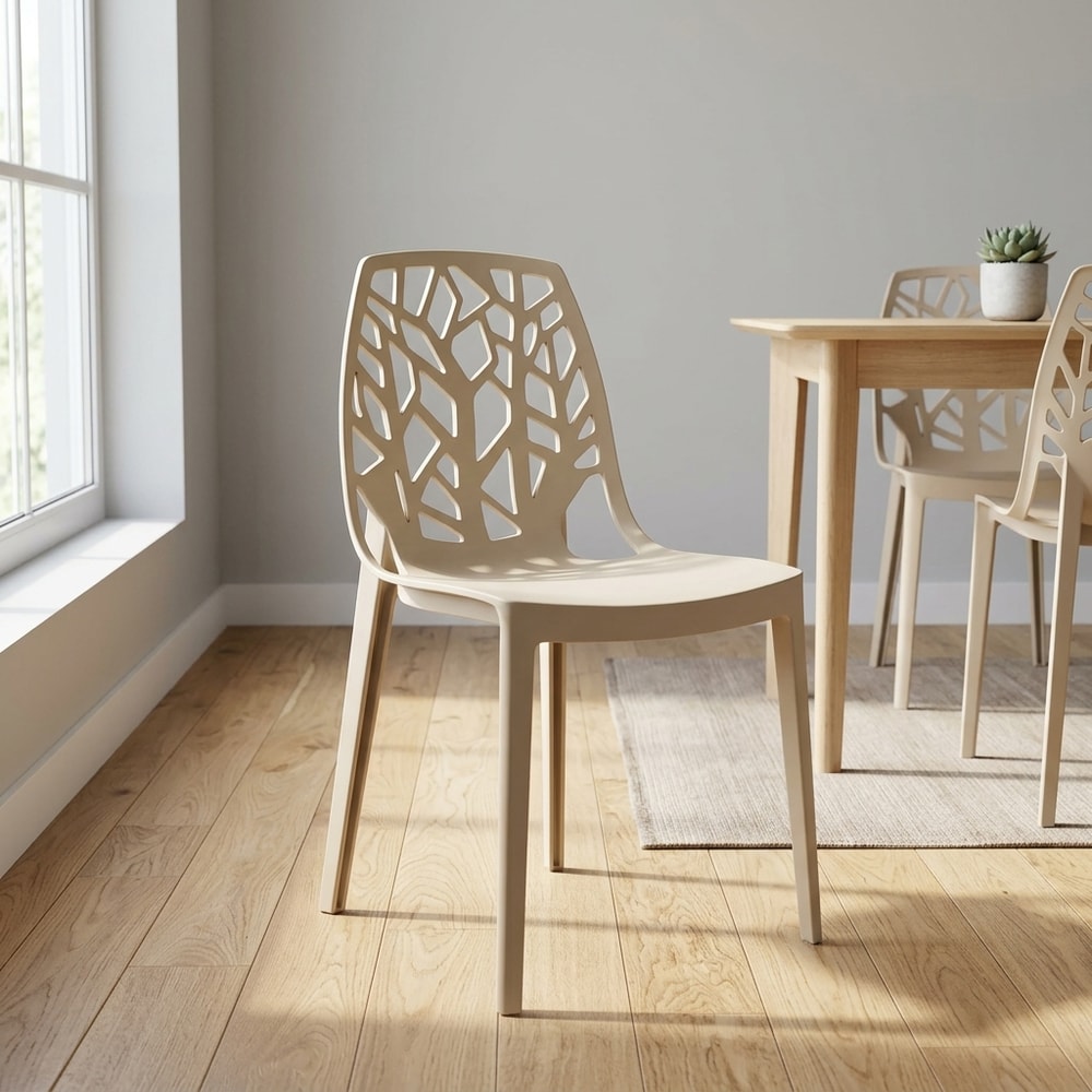 Pack 4 sillas de comedor modernas color arena