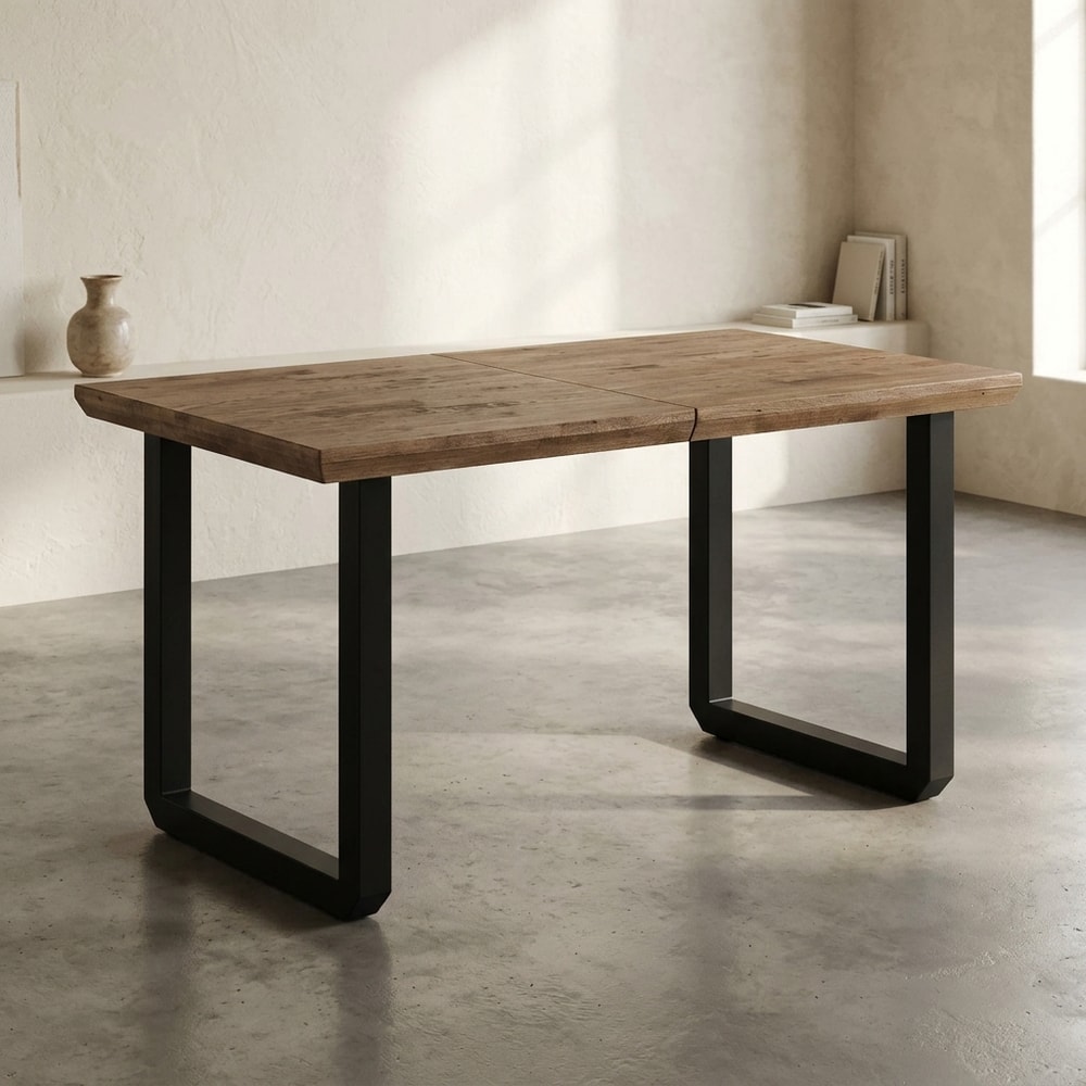 Mesa de comedor extensible roble y negro