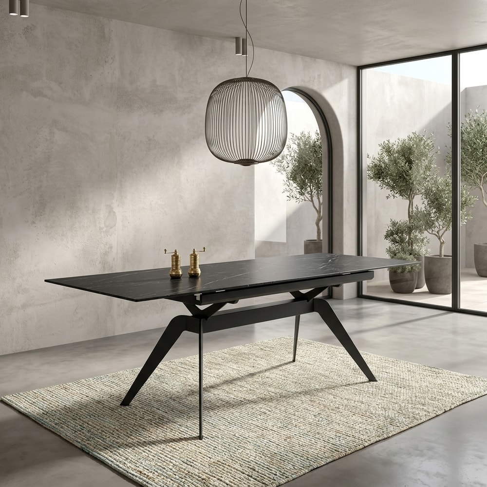 Mesa de comedor extensible de cerámica negra