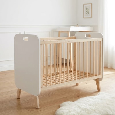 Cuna de Bebé Estilo Nórdico Madera y Blanco