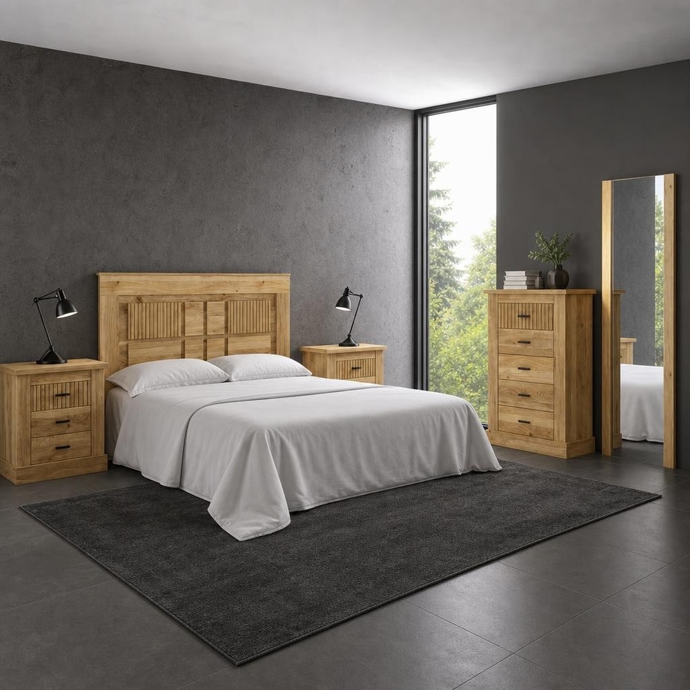 Dormitorio de matrimonio efecto madera