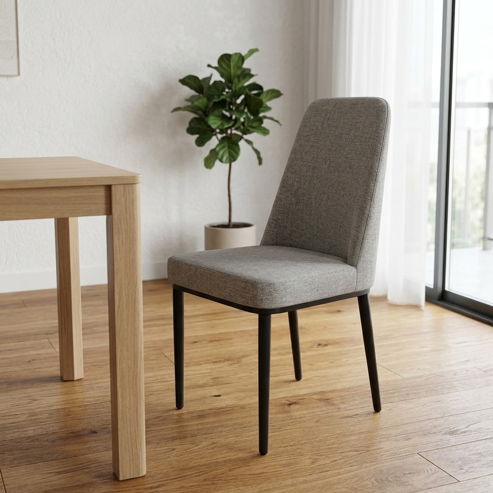 Pack 4 sillas de comedor tapizada gris con patas negras
