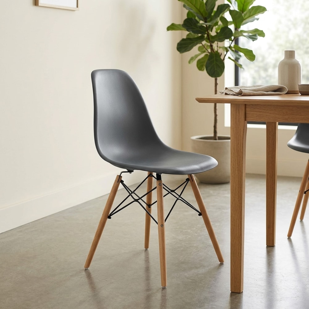 Pack 4 sillas de comedor nórdica gris patas madera