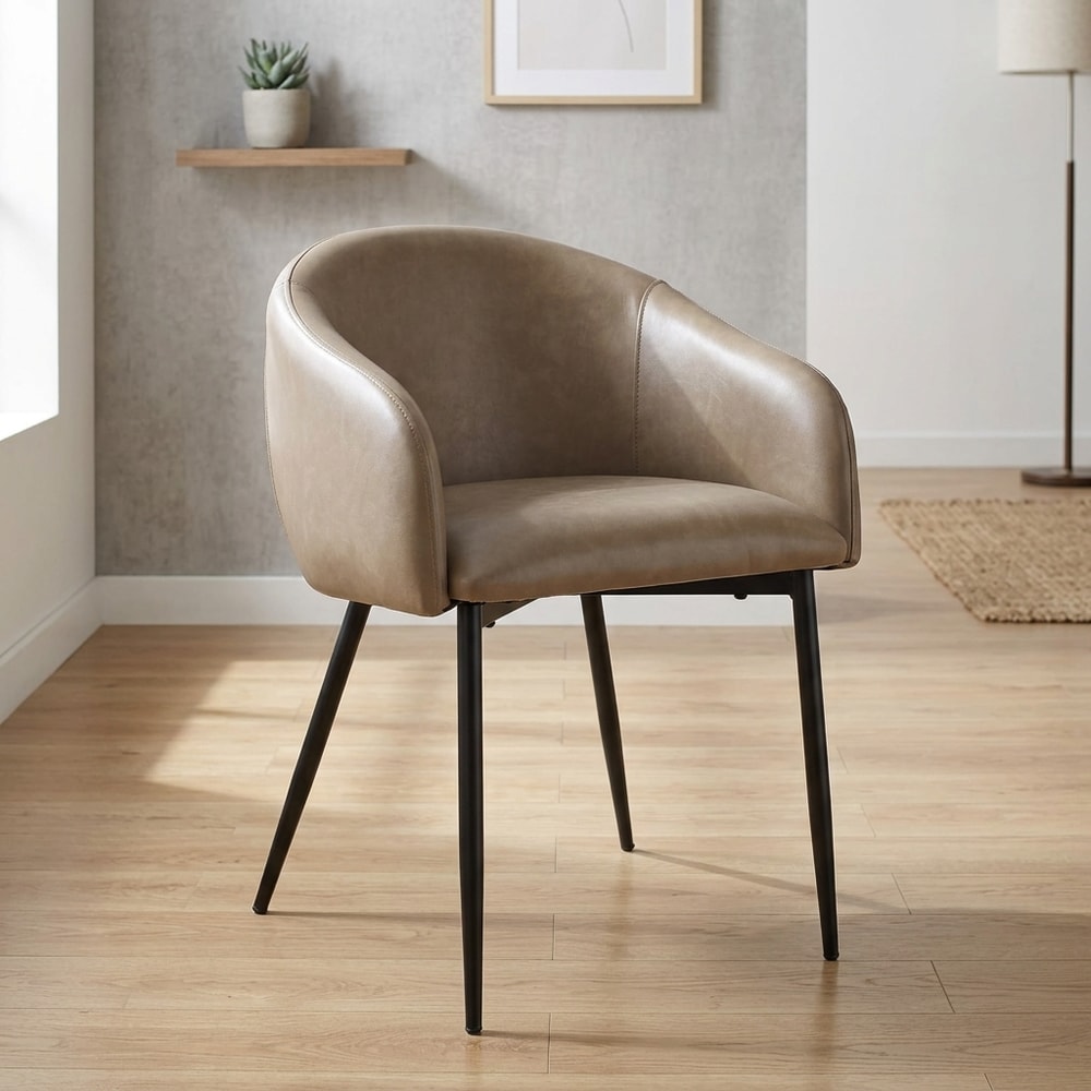Sillón de comedor tapizado en similpiel gris