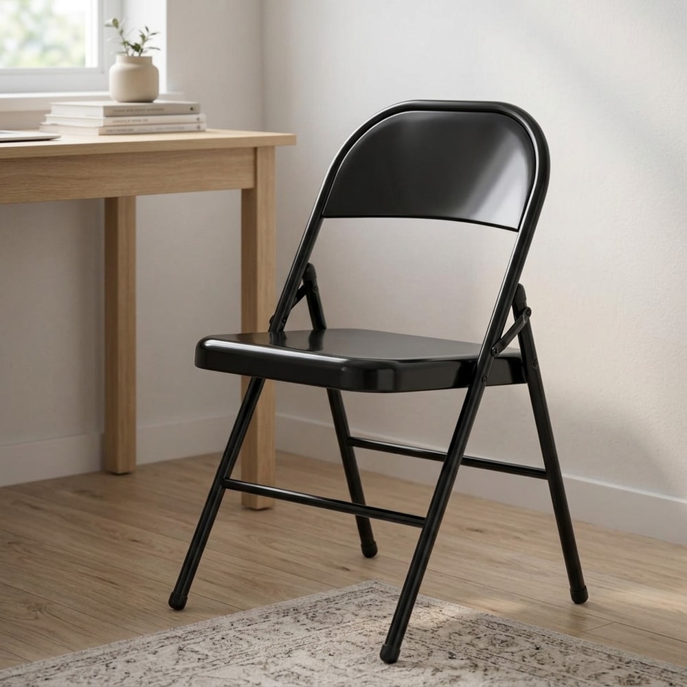 Silla plegable de metal en color negro