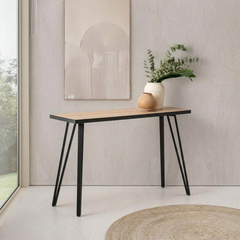 Consola recibidor industrial madera y metal