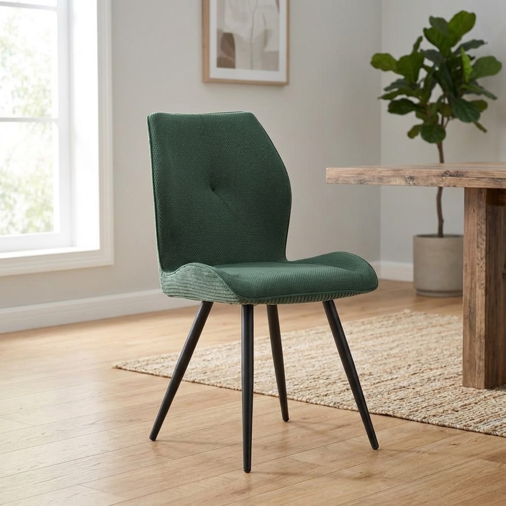Silla de comedor tapizada verde estilo moderno