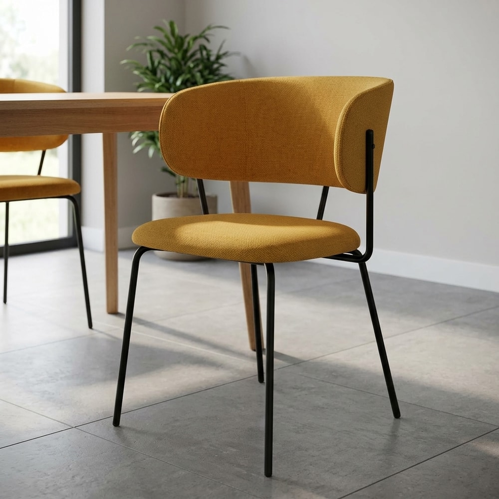 Silla de comedor tapizada mostaza