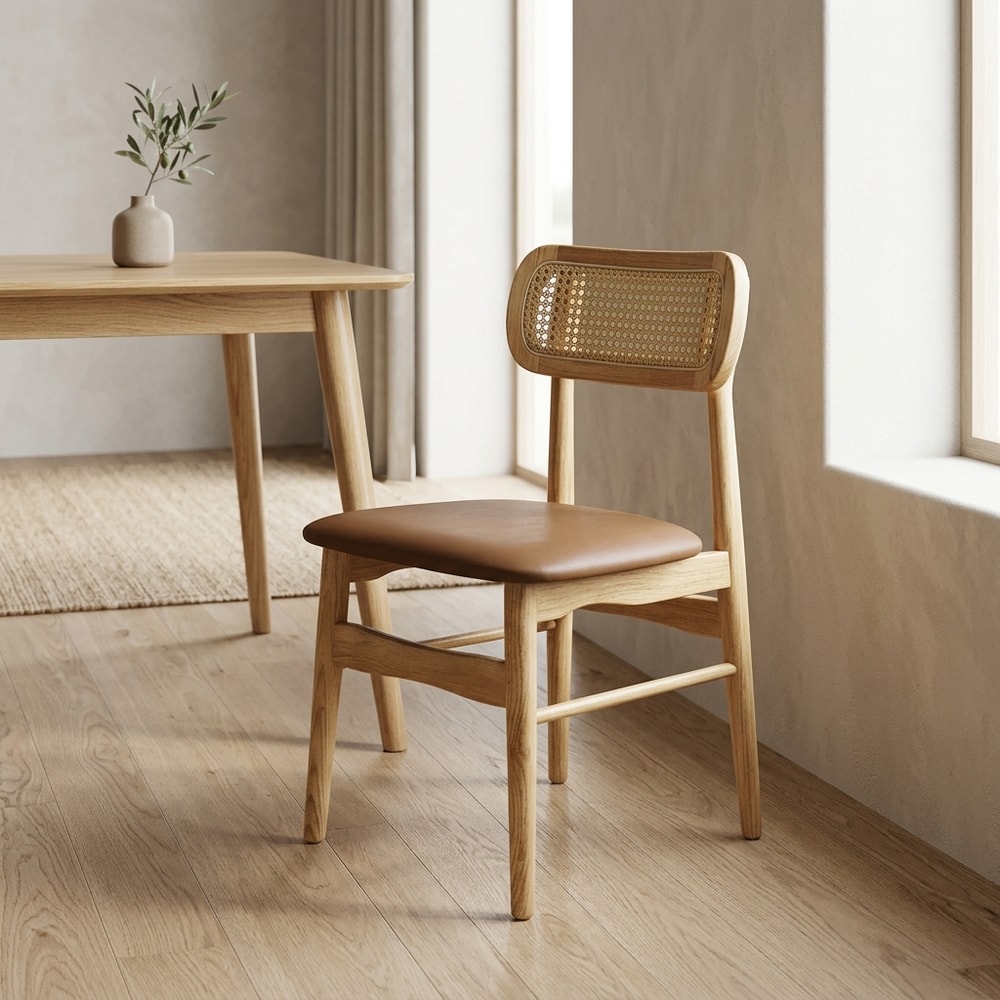 Silla de madera de haya con respaldo de rejilla