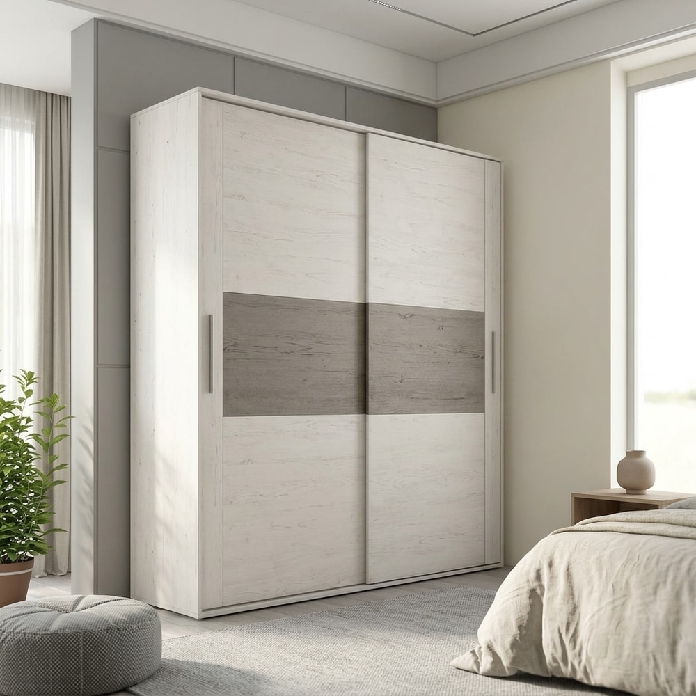 Armario moderno de 2 puertas correderas gris