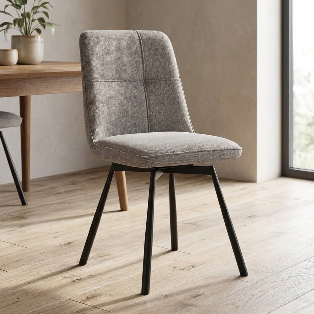 Silla de Comedor Giratoria Tapizada Gris Claro