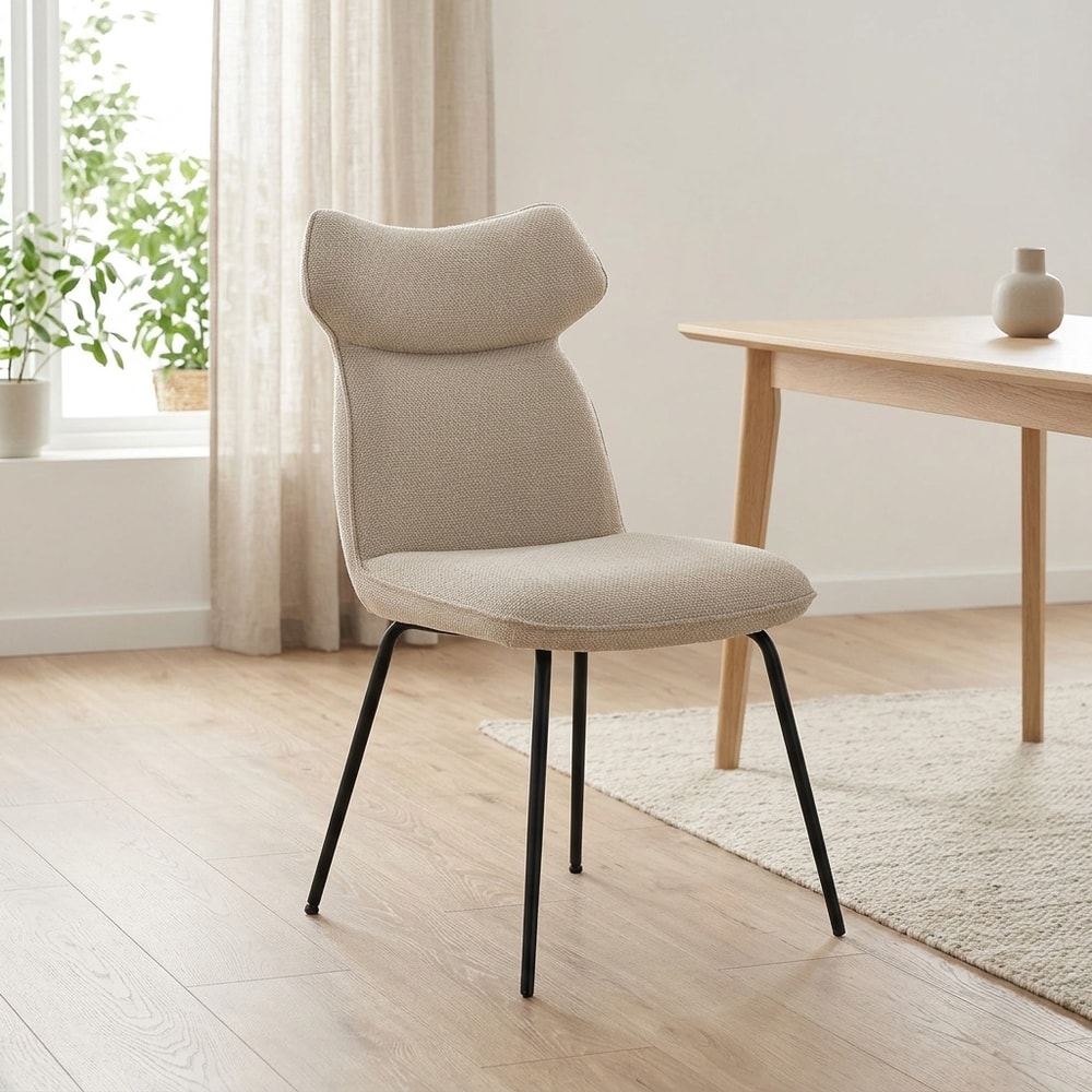 Silla de comedor moderna acolchada beige
