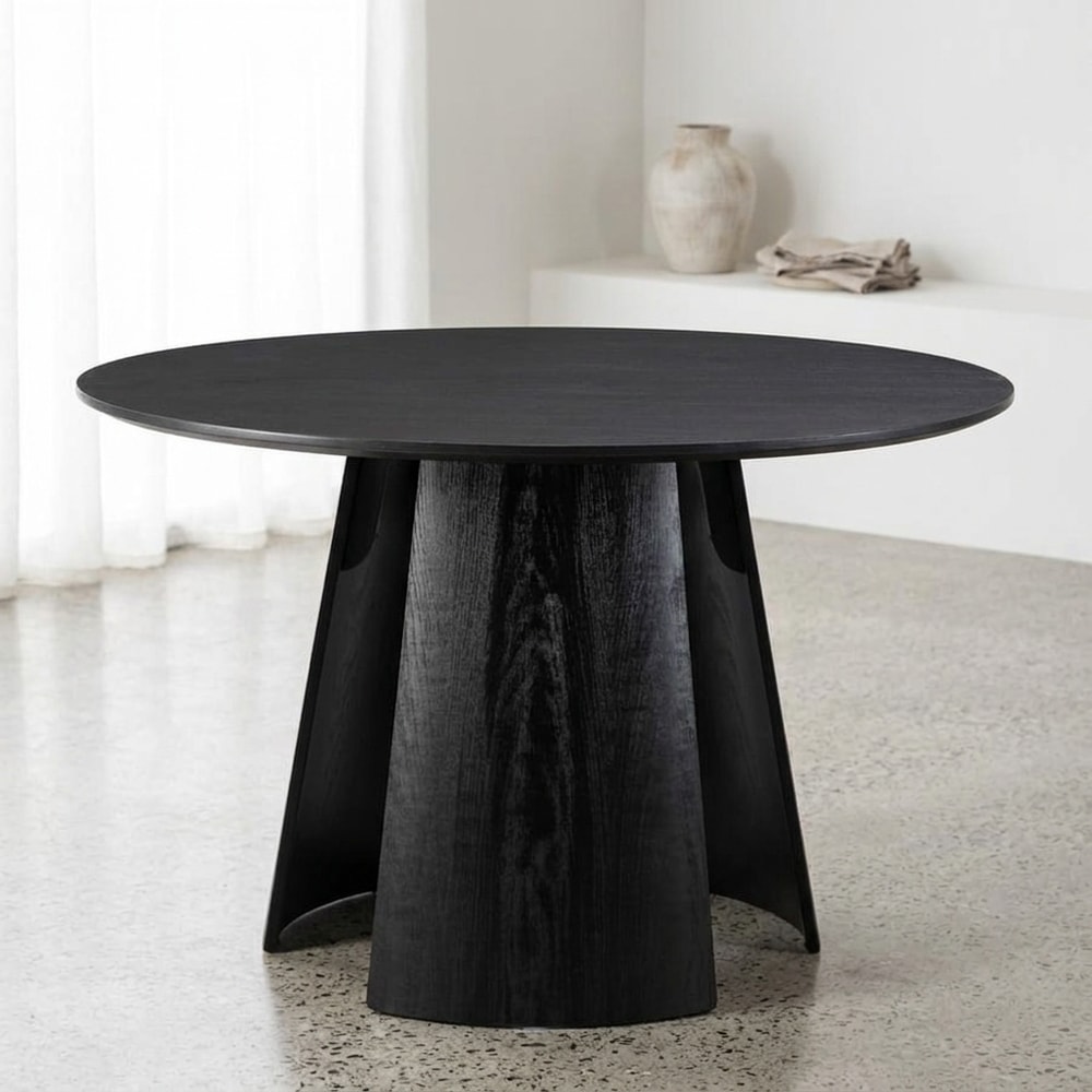 Mesa de comedor redonda negra minimalista