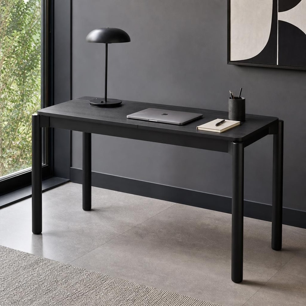 Escritorio negro de diseño minimalista