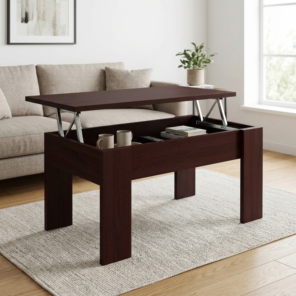 Mesa de centro elevable color wengué
